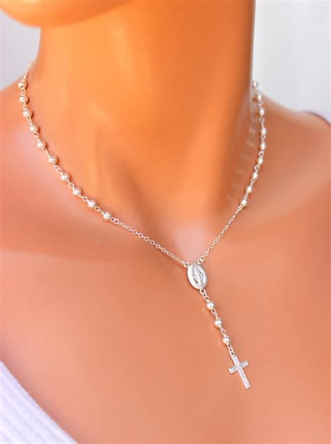 Best Seller Sterling Silver Rosary Choker Necklace 14k Gold Etsy