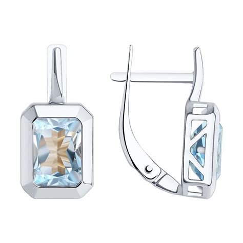Серьги из белого золота SOKOLOV 728175-3 с топазом: Белое золото 585 ...