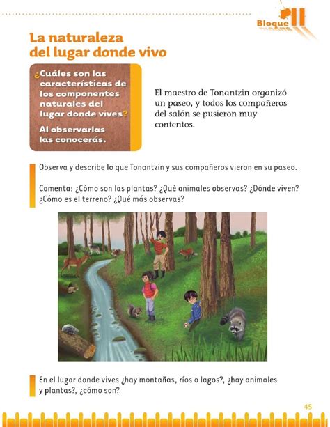 La naturaleza del lugar donde vivo Bloque II Lección 1 Apoyo Primaria