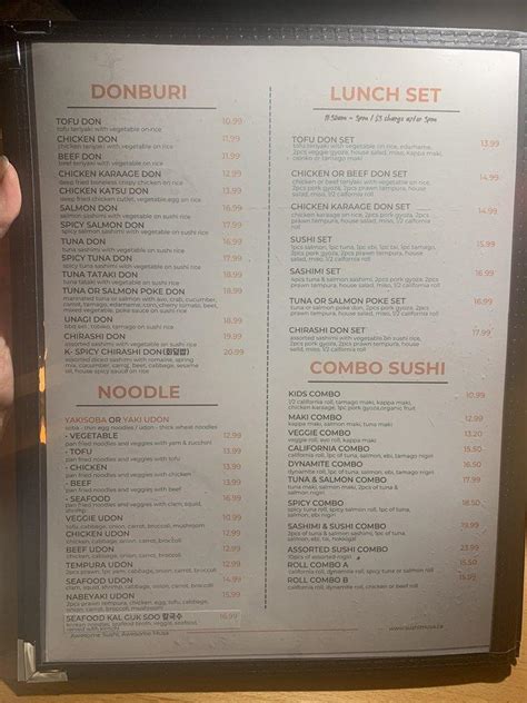 Menu At Sushi Musa Restaurant Langley Township