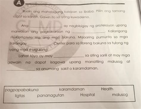 A Buoin Ang Mahalagang Kaisipan Sa Ibaba Piliin Ang Tamang Sagot Sa