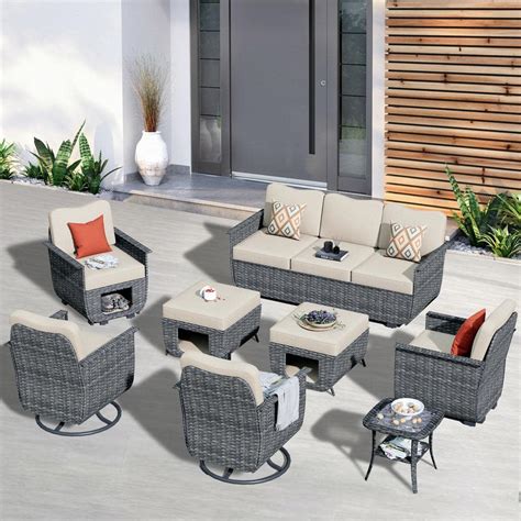 Ovios Fortune Dark Gray Piece Wicker Outdoor Patio Conversation Set