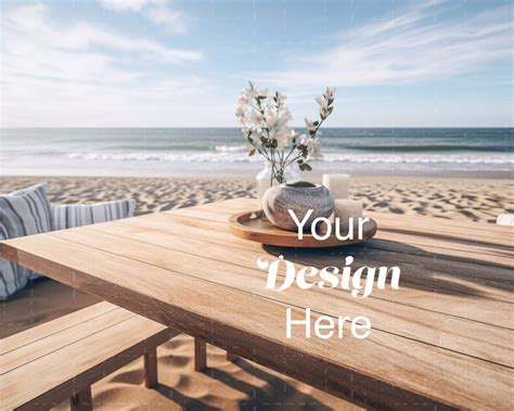 Styled Background Mockup, Table Mockup, Mockup Coastal Beach Background ...