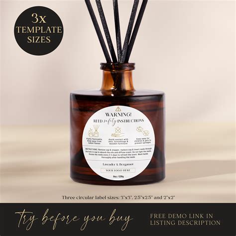 Reed Diffuser Warning Label Template 3 Sizes Editable Etsy Australia