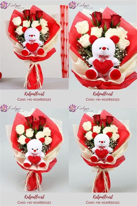 Bouquet Of Flowers With Teddy Bear Online Ts Delivery In Ludhiana