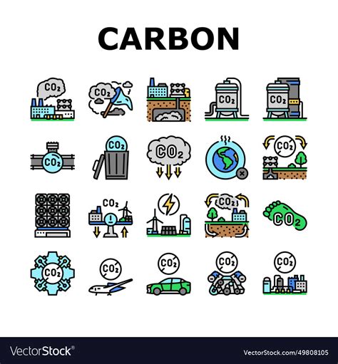 Carbon Capture Co2 Storage Icons Set Royalty Free Vector