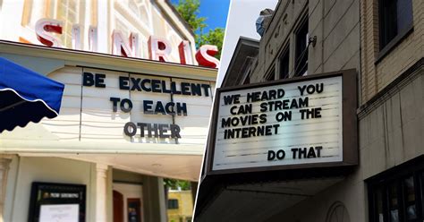 Movie theater marquee signs using this time to share positive messages