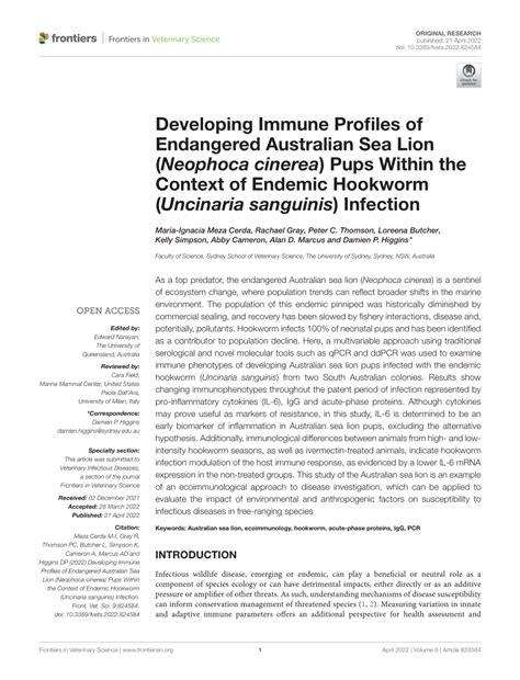 (PDF) Developing Immune Profiles of Endangered Australian Sea Lion ...