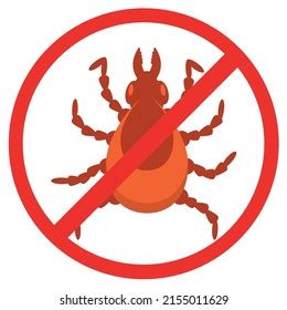 Crossed Out Sign Tick Dangerous Mite Stock Vector Royalty Free