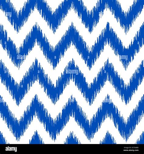 Uzbek Ikat Silk Fabric Pattern Indigo Blue And White Colors Seamless