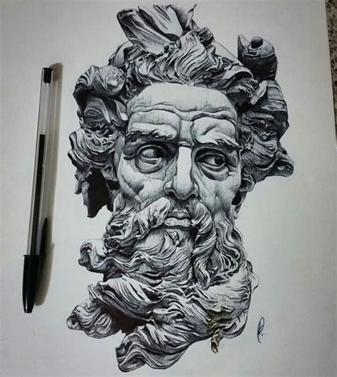 Realistic Poseidon Tattoo Drawing Printable Calendars At A Glance