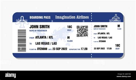 Modern Airline Boarding Pass Vector Flight Ticket Template Blue