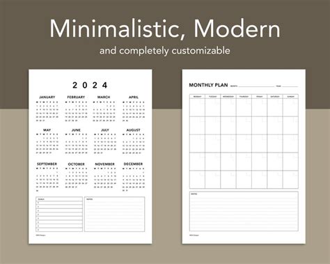 2024 Digital Printable Planner Bundle Daily Weekly Monthly Yearly