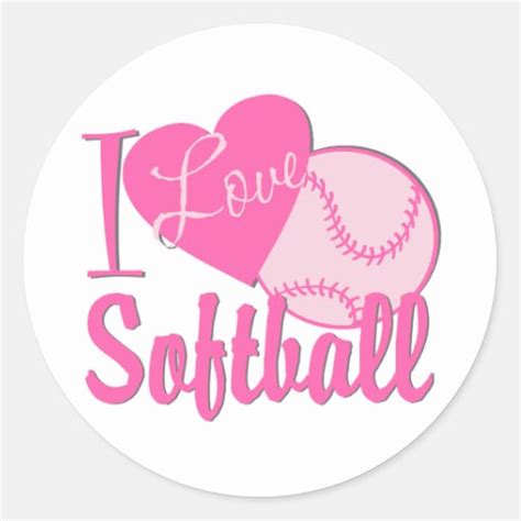 I Love Softball Pink Classic Round Sticker Zazzle