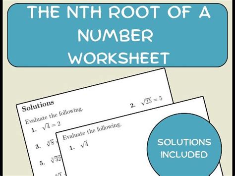 The Nth Root Of A Number Worksheet With Solutions Teaching Resources