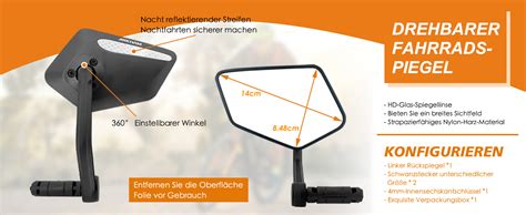 Arkham Fahrradspiegel Schlagfestes Echtglas Hd Extra Gro E