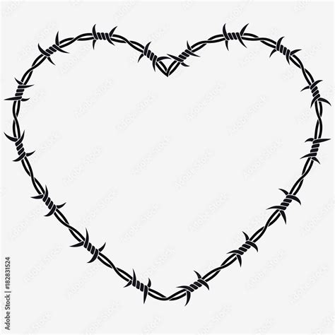 Shape Of Heart Vector Silhouette Of Barbed Wire Stock Vector Adobe Stock