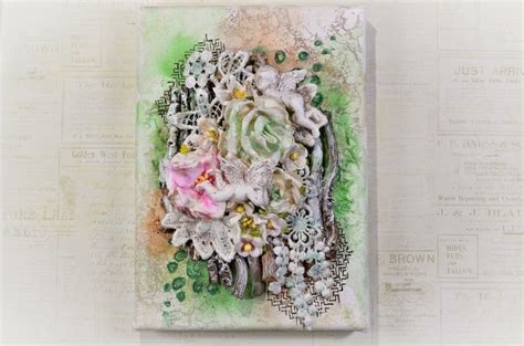 Creation By Song Shimmerz Shabby Mixed Media Altered Canvas Altered