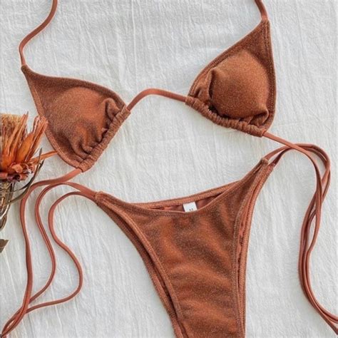 Swim Copper Glitter Bikini Poshmark