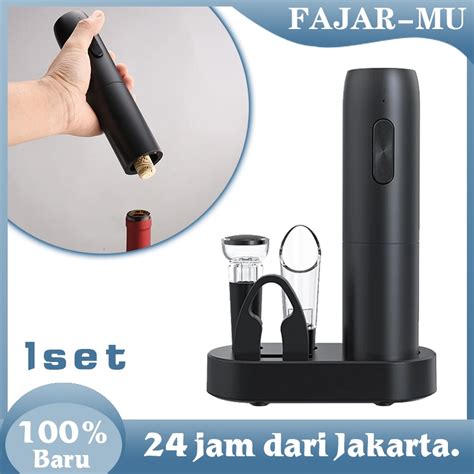 Jual Electric Wine Bottle Opener Set Rechargeable Automatic Pembuka