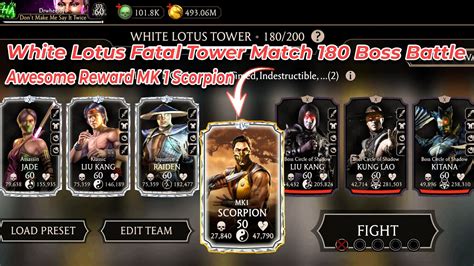 MK Mobile White Lotus Fatal Tower 180 Battle Reward MK1 Scorpion