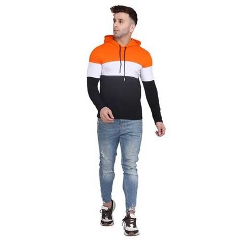 Full Sleeves Cotton Blend Mens Hooded Neck T Shirts At Rs 190 In Delhi