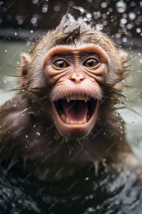 Free AI Image | Funny monkey swimming