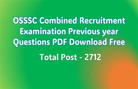 Osssc Combined Recruitment Examination Previous Year Questions