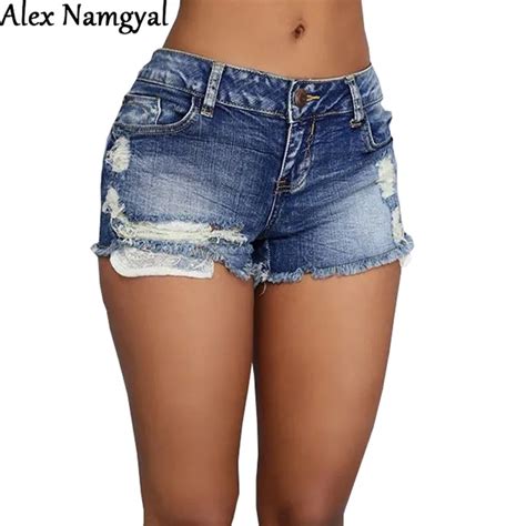 Alexnamgyal 2017 Del Verano Nuevas Mujeres De La Marca Denim Shorts Para Mujer Moda Para Mujer