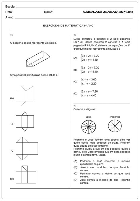 Trabalho De Matemática 9 Ano