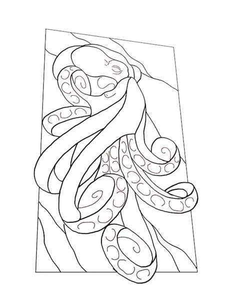 Digital Pattern Octopus Stained Glass Window Panel Etsy