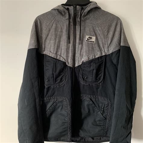 Nike Mens Black And Grey Coat Depop