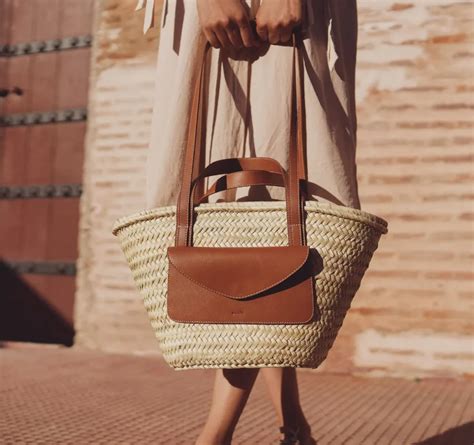 Chic Moroccan Straw Leather Basket Bohemian Market Straw Bag Palm