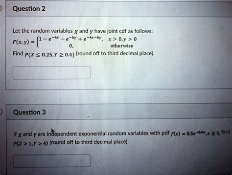 SOLVED Question 2 Let The Random Variables X And Y Have Joint Cdf As