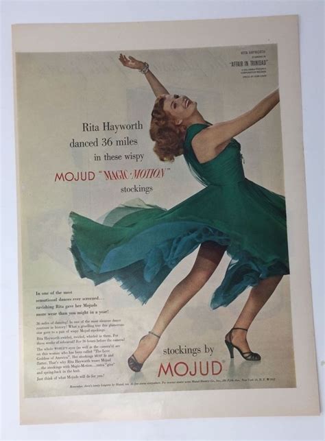 Rare Vintage Mojud Stockings Print Ad Rita Hayworth