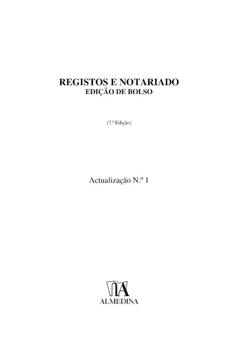 Pdf Registos E Notariado Almedina Br Procedimentos Para