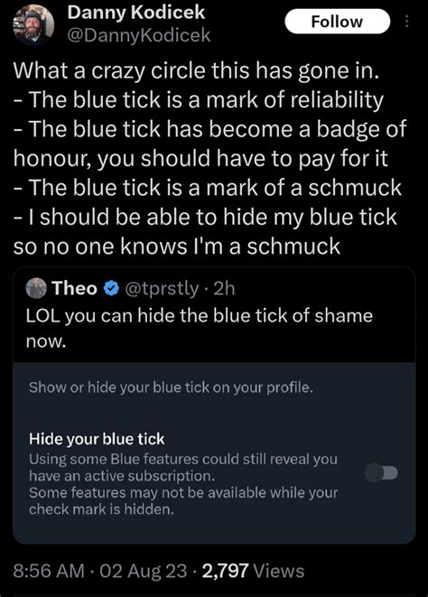 You Can Hide Your Blue Tick R Twitter