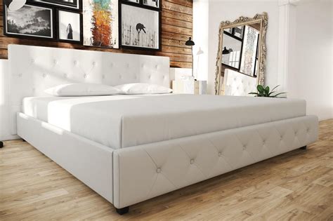 DHP Dakota Upholstered Platform Bed, King Size Frame, White - Walmart ...