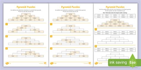 KS2 Maths Number Pyramid Puzzle Game - Worksheet - Twinkl