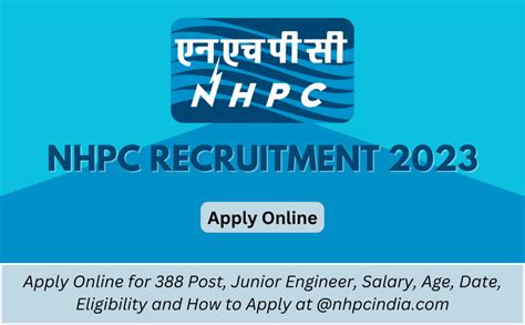 NHPC Recruitment 2023 Apply Online For 388 Post Junior Engineer