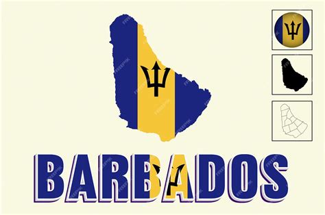 Premium Vector Barbados Map And Barbados Flag Vector Drawing