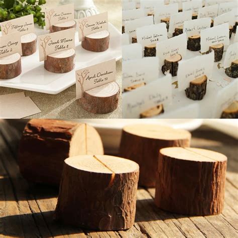 Cm Rustic Wedding Wooden Place Card Holder Wood Stump Escort Card