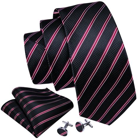 Buy Mens Red Black Tie With Brooch 6 Formal Silk Necktie Hanky Cufflink