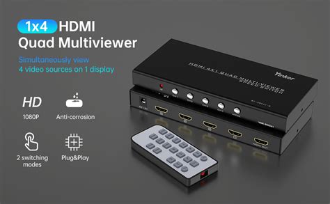 Amazon Yinker HDMI Multiviewer Switch 4x1 HDMI Quad Multiviewer