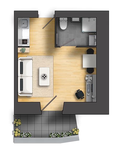 Floor plan rendering on Behance