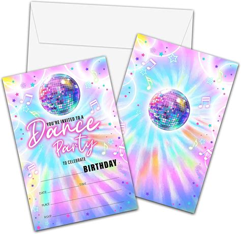 Amazon.com : Dance Birthday Party Invitations with Envelopes - Disco ...