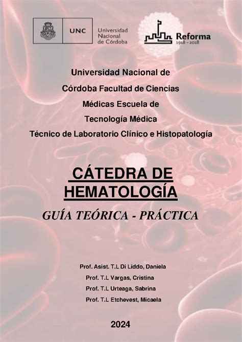 Apunte Gu A Te Rico Pr Ctico Hematolog A Universidad Nacional De