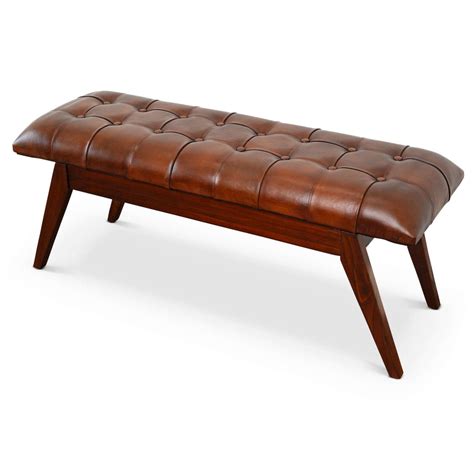 Maja Mid Century Modern Tan Leather Bench – Harwin Furniture