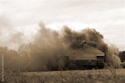 German tank (replica) during historical reenactment of WWII Stock Photo | Adobe Stock