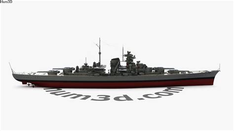 360 View Of German Battleship Bismarck 3d Model Hum3d Store